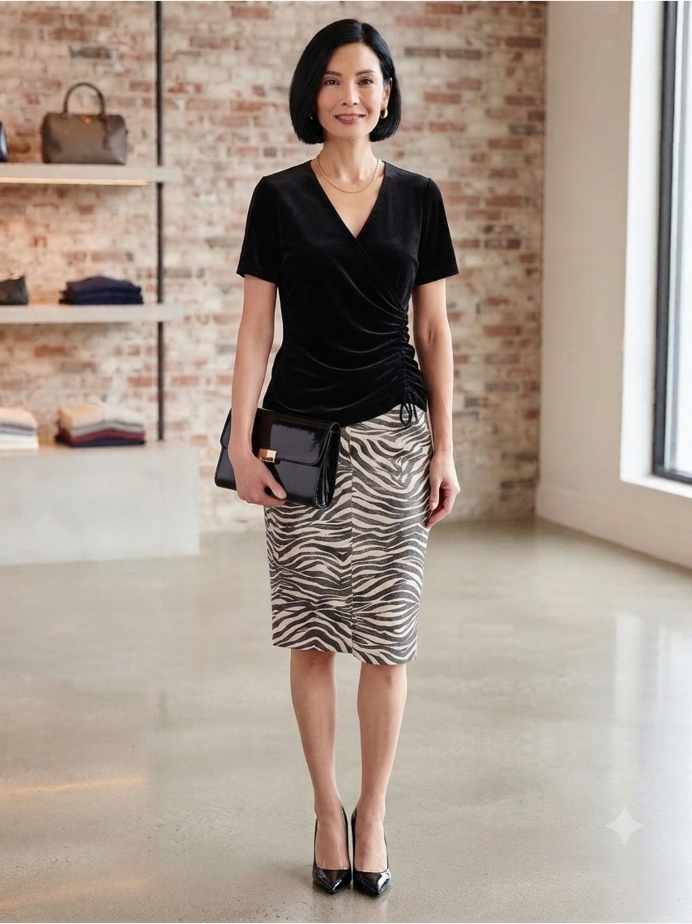 Alex & Parker Ribbed Velour Short Sleeve Rouged Side